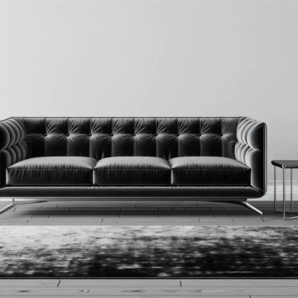 Przestronny narożnik Alex w kształcie litery L, ciemnoniebieski w nowoczesnym salonie